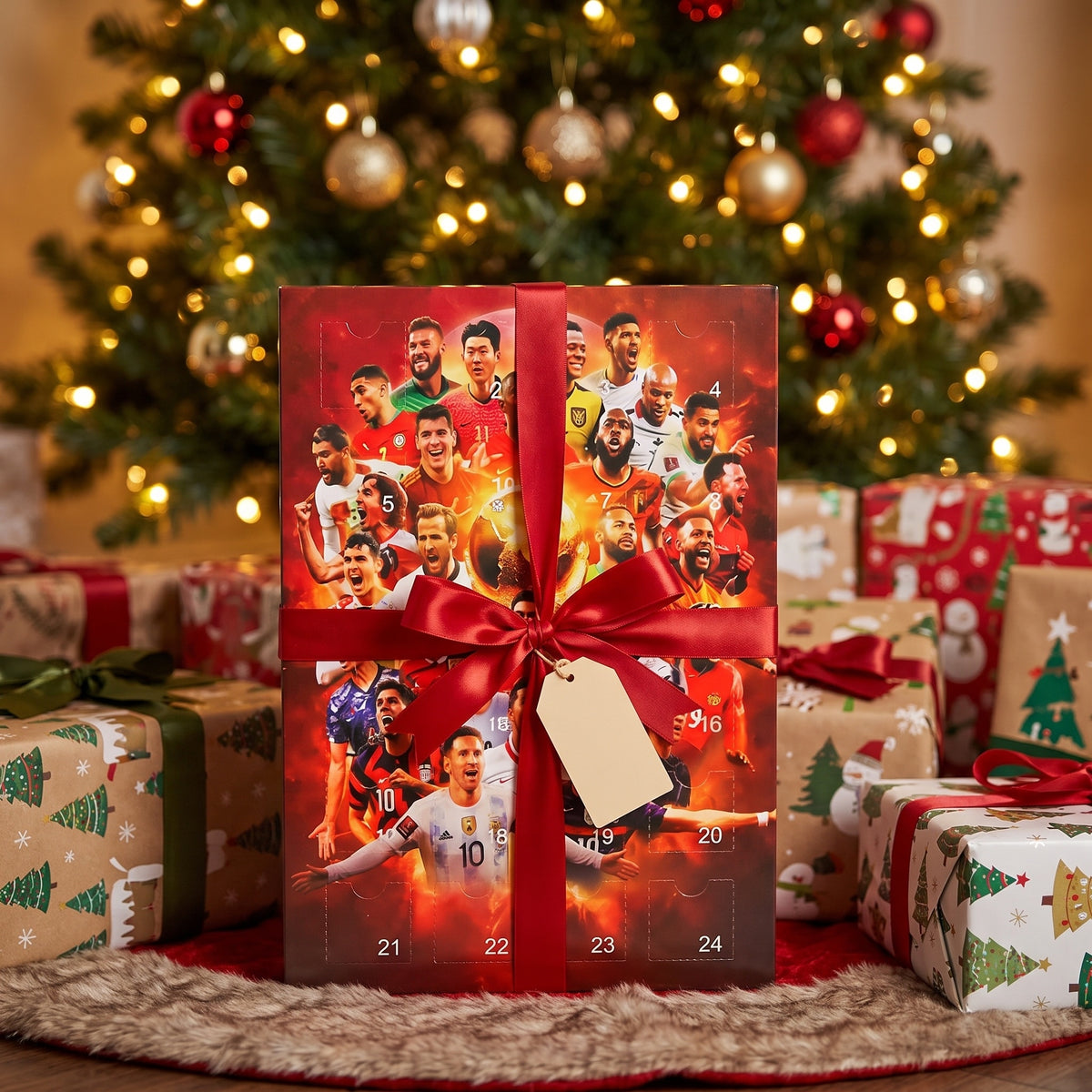 BootBox soccer advent calendar under the Christmas tree
